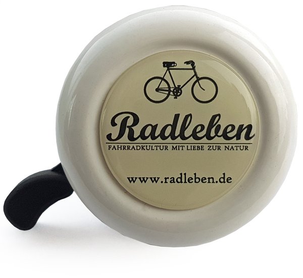 Fahrradklingel "Radleben" (55 mm Triller-Glocke), weiß